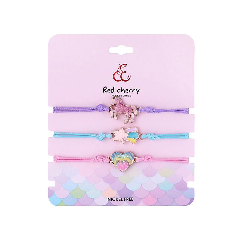 

Lovecryst 3 шт./комплект браслеты плетеный шнур браслет единорог сердце звезда подвески для изготовления ювелирных изделий браслет детский подарок ювелирные изделия