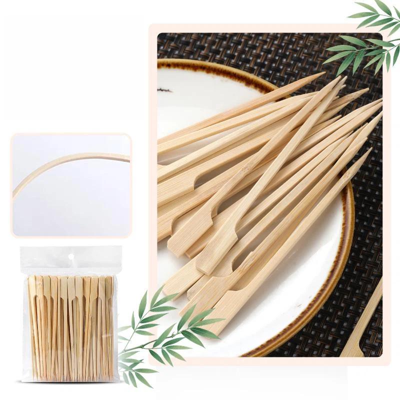 100Pcs Barbecue Tools Disposable Bamboo Sticks Natural Bbq Bamboo Skewers Home Grill Accessories Camping Party For Kabob Fruit