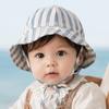 Wide Brim Baby Bucket Hat Striped Kids Sunhat Vintage Style UV Protection Fisherman Cap  Spring