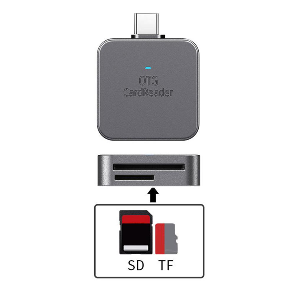 2-in-1 for SD TF Card Reader Data Converter Mobile Phone External Card Reader for iPhone Micro Type-C Phone Tablet