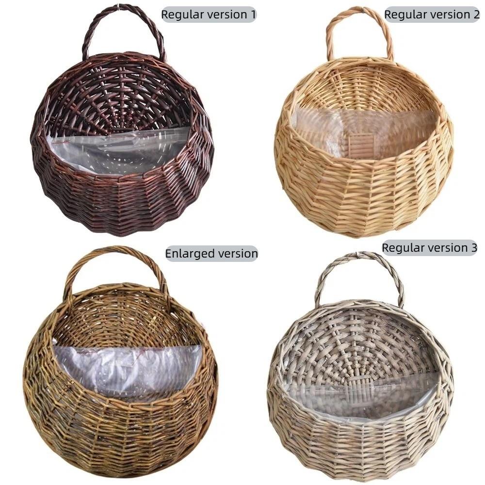 Pastoral Rattan Planter Basket Wall Hanging Woven Vase Storage Container Flower Pot  Indoor Outdoor