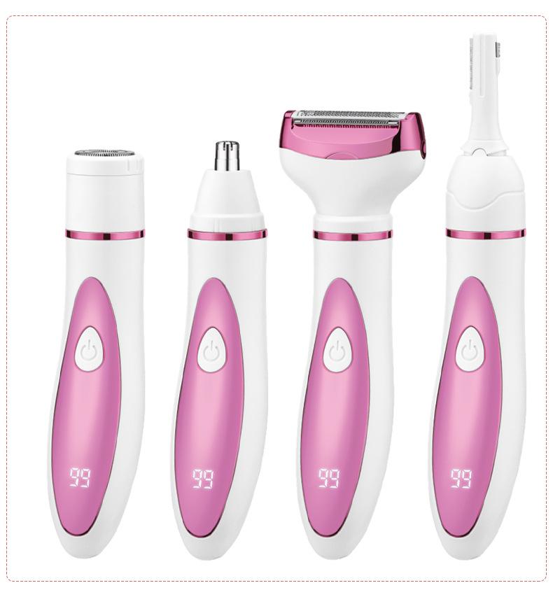 4-in-1 Women's Electric Shaver with USB Charging - Eyebrow Trimmer, Hair Removal for Sideburns, Underarms, Legs, and Bikini Area