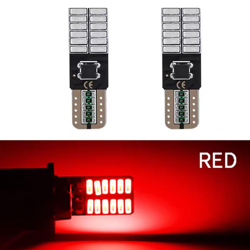 2pcs LED T10 W5W 4014 24/26SMD Bulbs Canbus No Error Interior Dome Lights High Power Auto Width Reading Lamp White Red Amber 12V