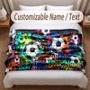 Soccer Theme Soft Blanket Personalized Custom Name Text Print Warm Blanket Home Sofa Bedroom Decor