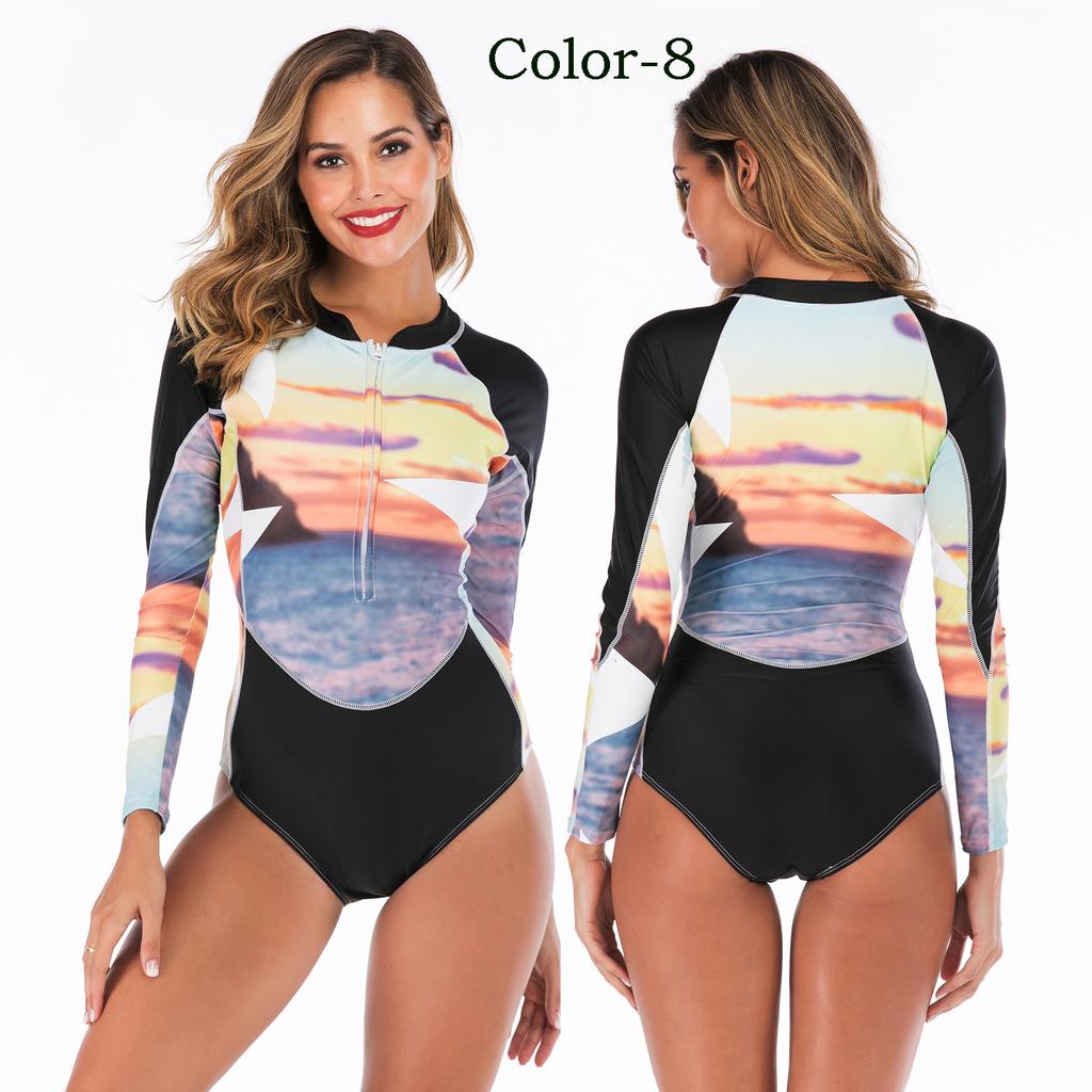 Trajes de baño para mujeres mangas largas Rashguard Mujeres Surf Trajes de  baño florales de una pieza para bucear Rash Guard comprar a buen precio —  entrega gratuita, reseñas reales con fotos —