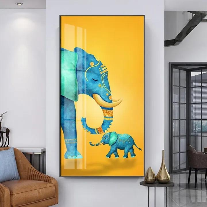 

Абстрактная современная милая настенная живопись со слоном на холсте, постеры, фотографии, принты для офиса, гостиной, домашнего декора, подарка, безрамная 20x40cm No Framed