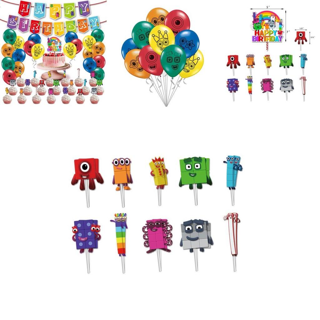 Delightful Numberblocks Theme Balloon Pull Flag Set For Festive Birthday Celebrations
