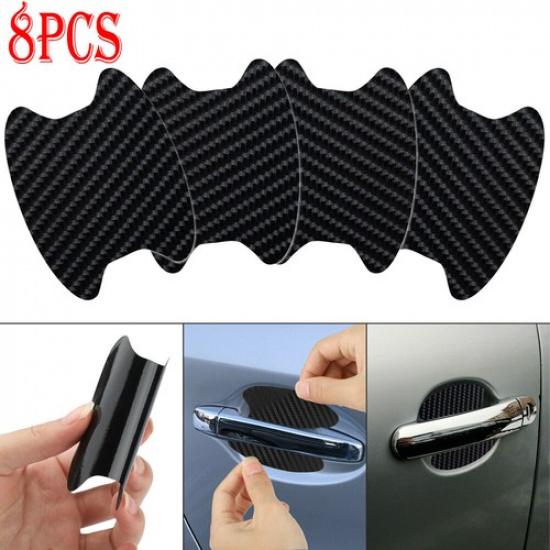 4x Car Door Handle Sticker Carbon Fiber Protective Film Anti-Scratch Accessories