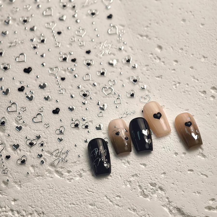 TENSOR Advanced M-1021 Heart Silver Jelly Glue Nail Stickers for Kids