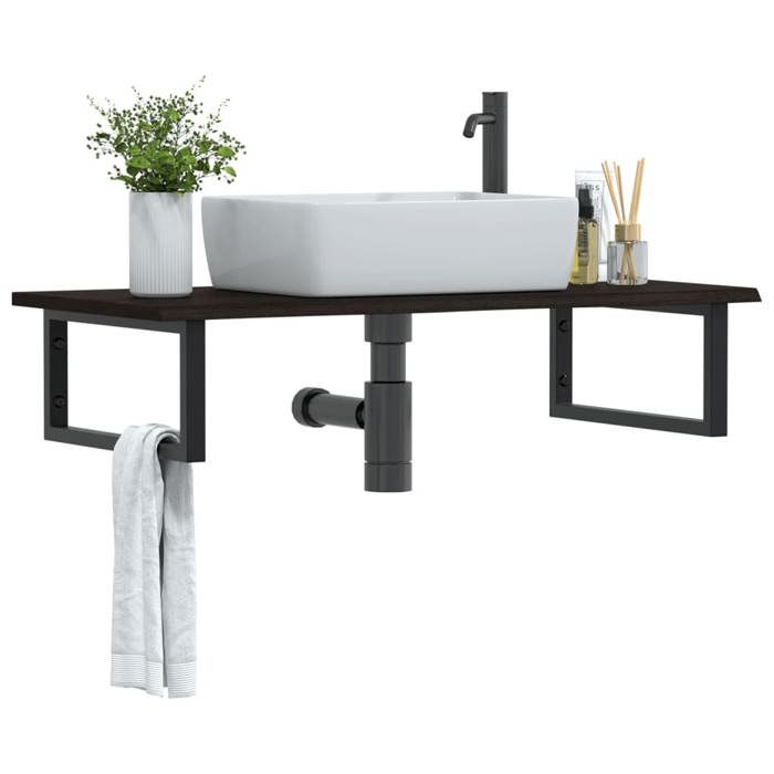 VidaXL Étagère de vasque murale acier et bois de chêne massif 3302625
