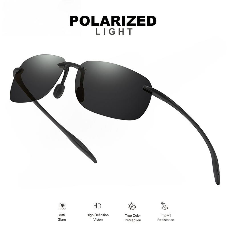 Ultra Light 11g TR90 Frameless Polarized Sunglasses - Flexible & Comfort Fit, Square Shape for Driving, Fishing, Outdoor
