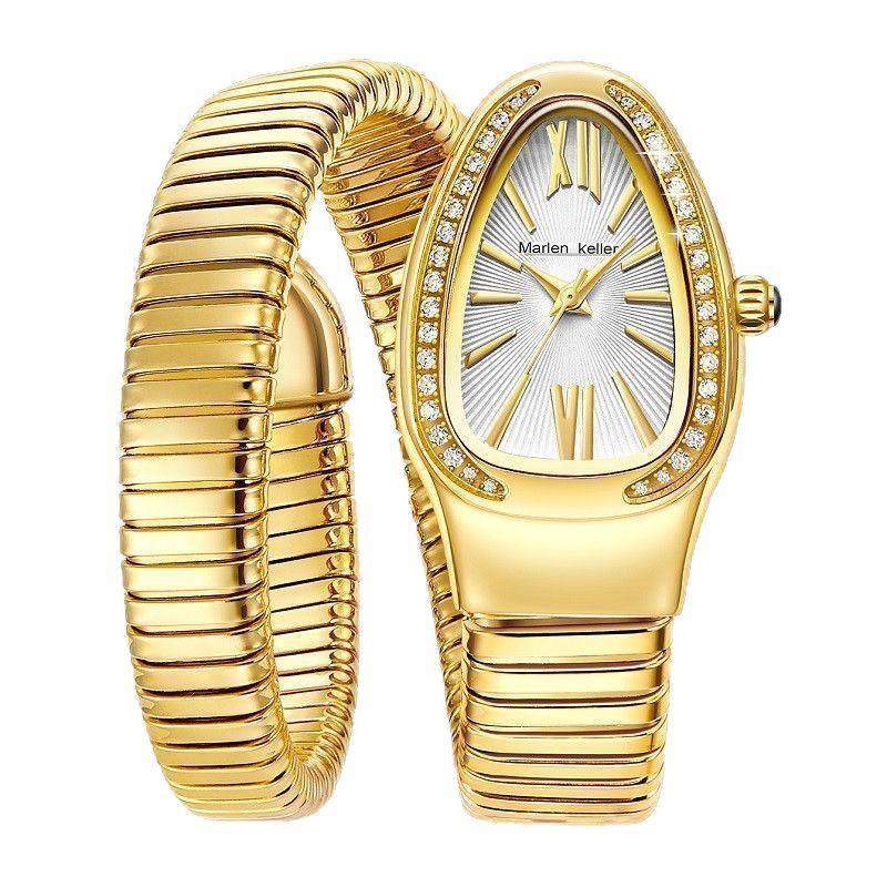 

Классические часы в форме змеи для женщин, золото, серебро, масштабируемый браслет, женские часы, бриллианты, кварцевые женские наручные часы золотой/белый