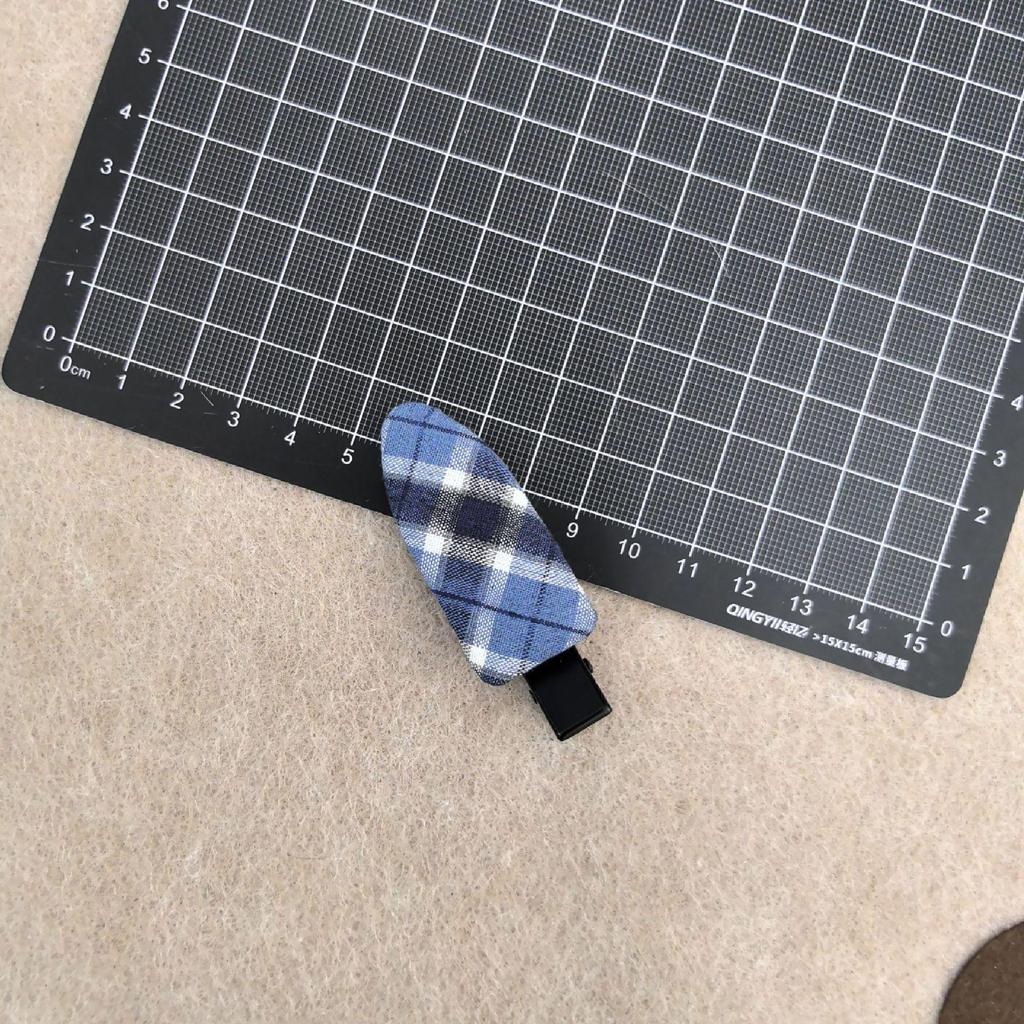 Korean Retro Blue Plaid Fabric Hair Clip for Women - Stylish Bangs & BB Side Clip for Flyaways