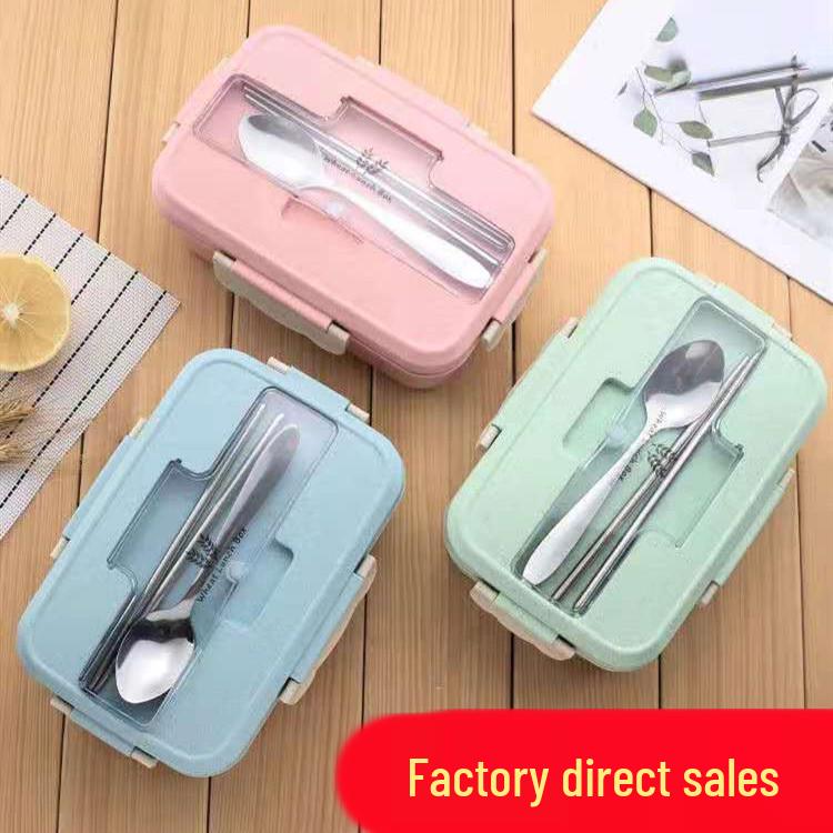 Japanische hochwertige geteilte Kunststoff-Bento-Lunchbox mit Soßenbehälter für Studenten und Büroangestellte, mikrowellengeeignet