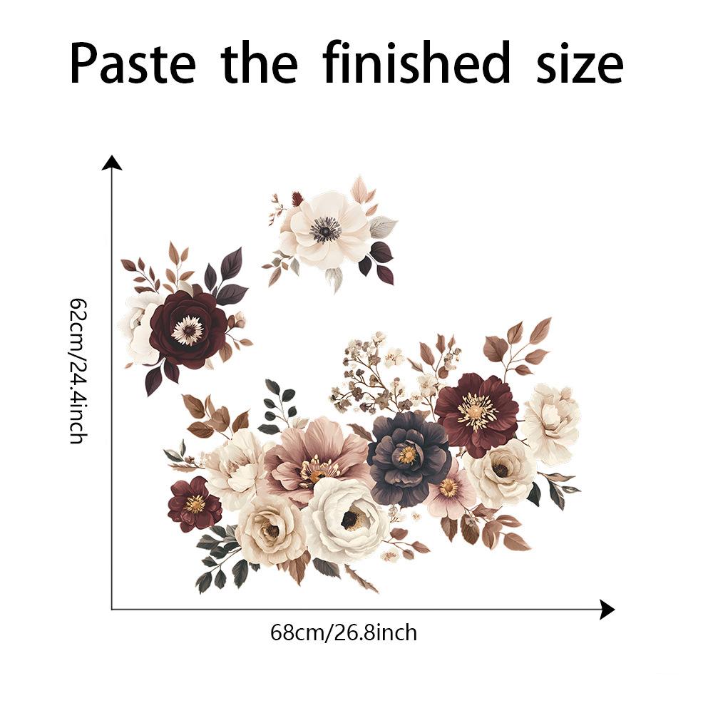 Handbemalter Pflanzen-Blumen-Wandaufkleber Selbstklebend Abnehmbar für Schlafzimmer Wohnzimmer Wanddekoration