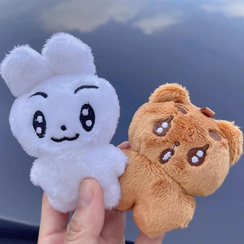 New 5pcs TXT Dolls Cartoon Soobin Beomgyu Same Plush Keyrings Q Styles Tutu Bar Two-Bar Doll Keychain Rings Bag Pendants