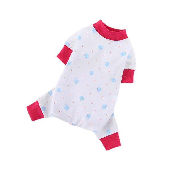 Одежда для питомцев Круглый вырез Четыре лапы Мультяшный рисунок Щенячий хлеб Одежда Летняя пижама для питомцев для помещений XS розы красного