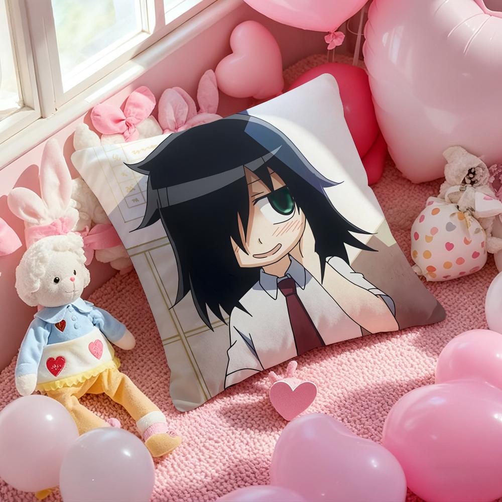 K-Kuroki T-Tomoko Pillow Case Soft Plush Fabric Double-Sided Printed Cushion Cover Warm Winter Sofa Pillow Case