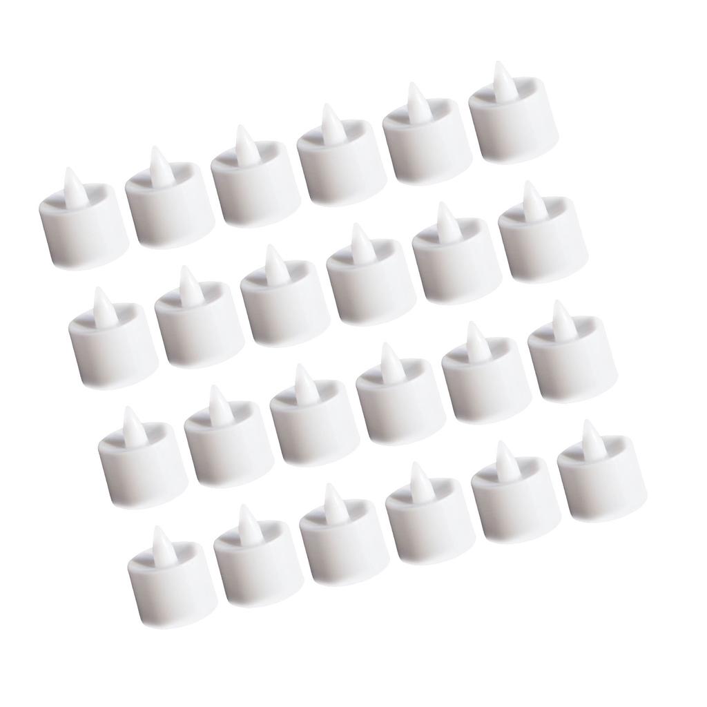 24pcs Flameless Tea Lights Candles Warm White Light Battery Operated LED Candles for Room Wedding Decor White