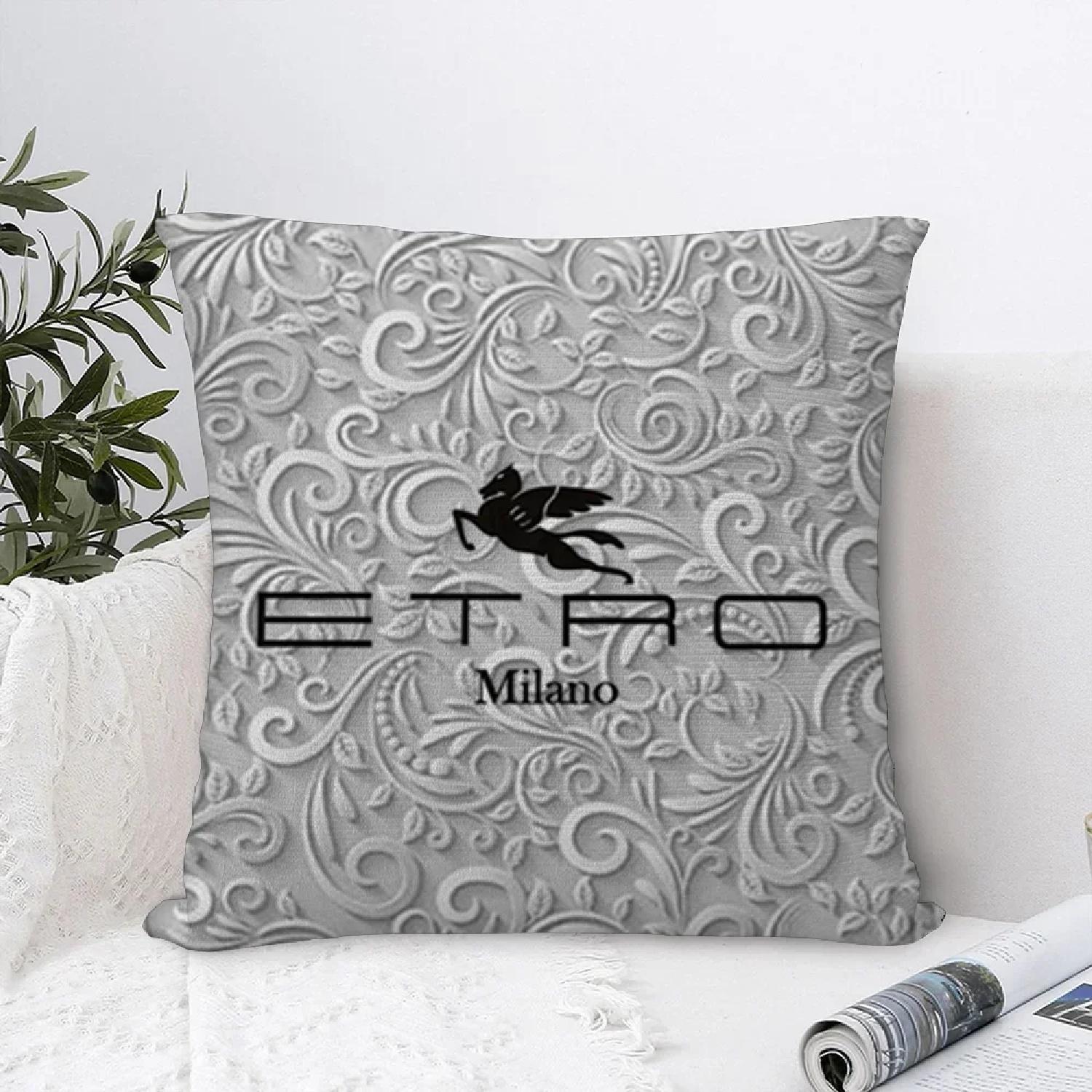 Funda de almohada E-ETRO-o ligera de lujo, funda de almohada suave de tela de felpa con estampado de doble cara, fundan,(1) 66x66cm