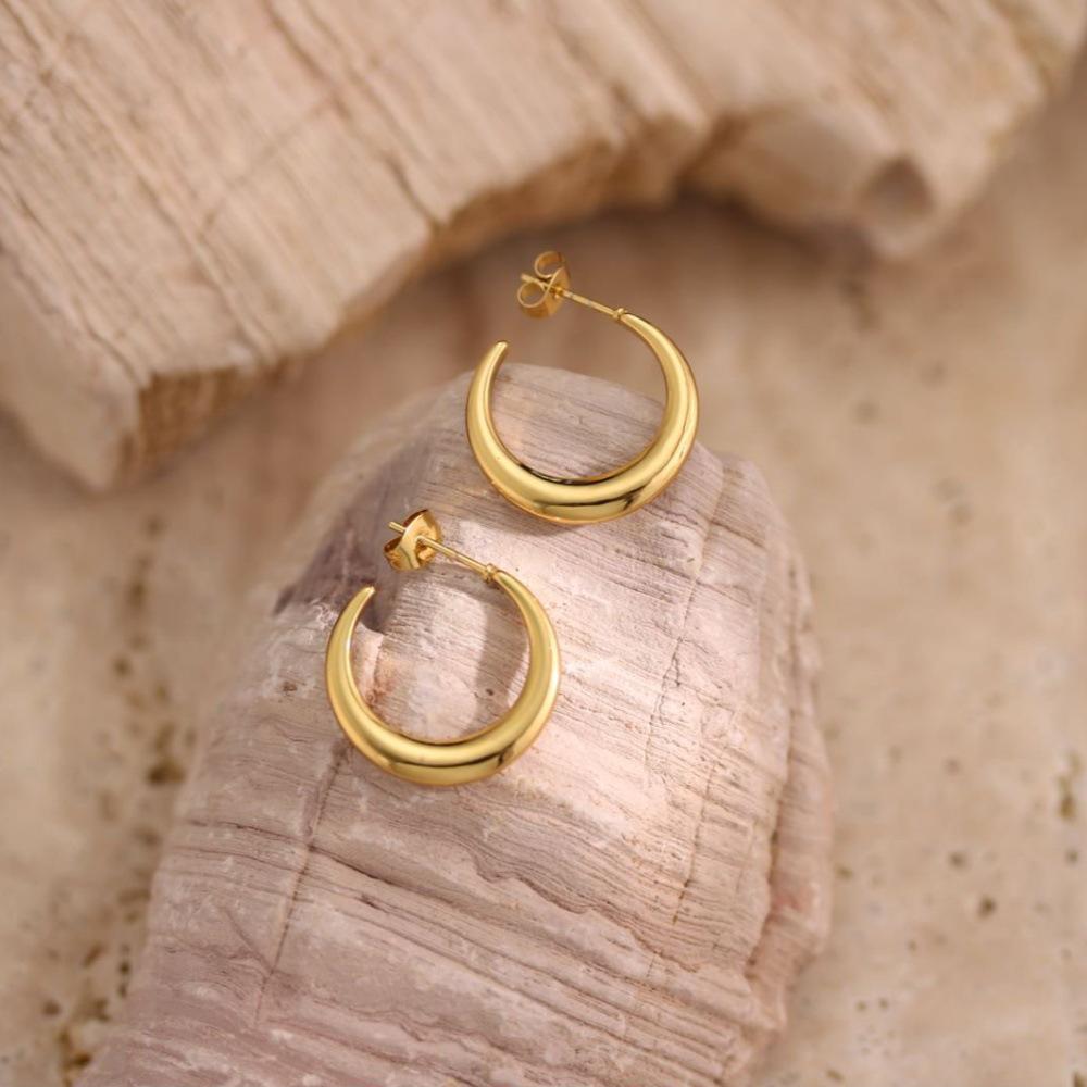 Geometric Irregular Hammered Stainless Steel Oil Press Stud Earrings, Cold Style Jewelry Ornaments