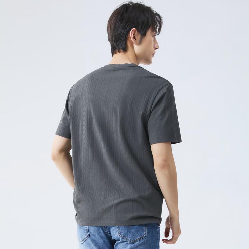 Men s Jacquard Stripe Loose Fit Short Sleeve T-Shirt S