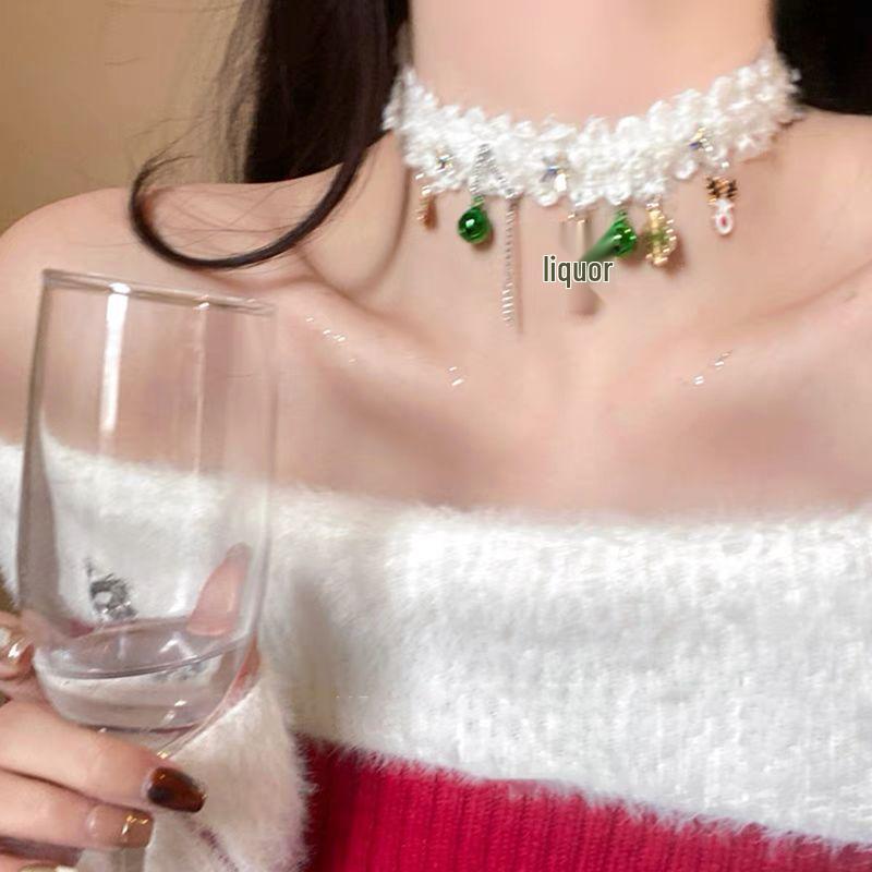 Christmas Tree Titanium Necklace: Elegant Long Sweater Chain for Women - Unique Niche Design