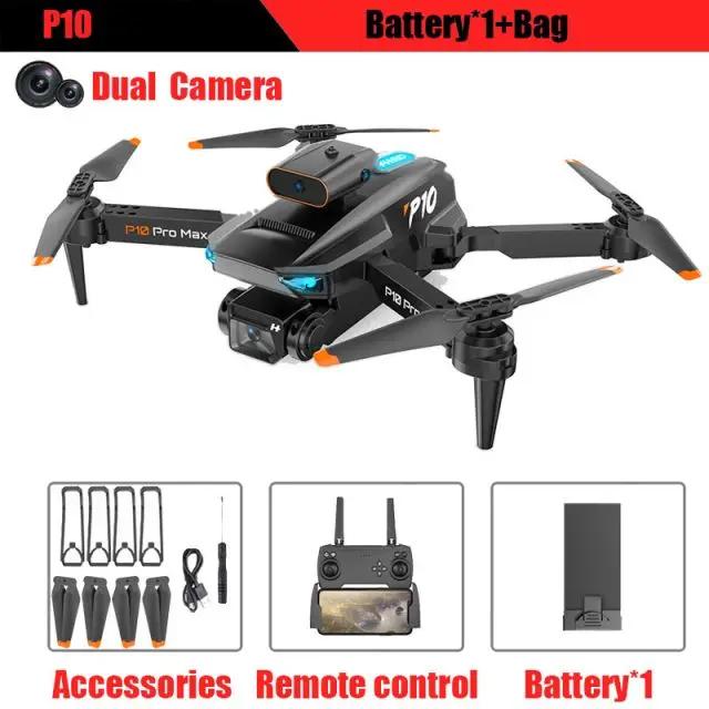 Nuovo P10 Drone ESC HD Camera WiFi FPV Doppio pieghevole Telecomando Quadcopter Altezza Keeper Ostacolo Evitamento Aereo Giocattolo Regalo