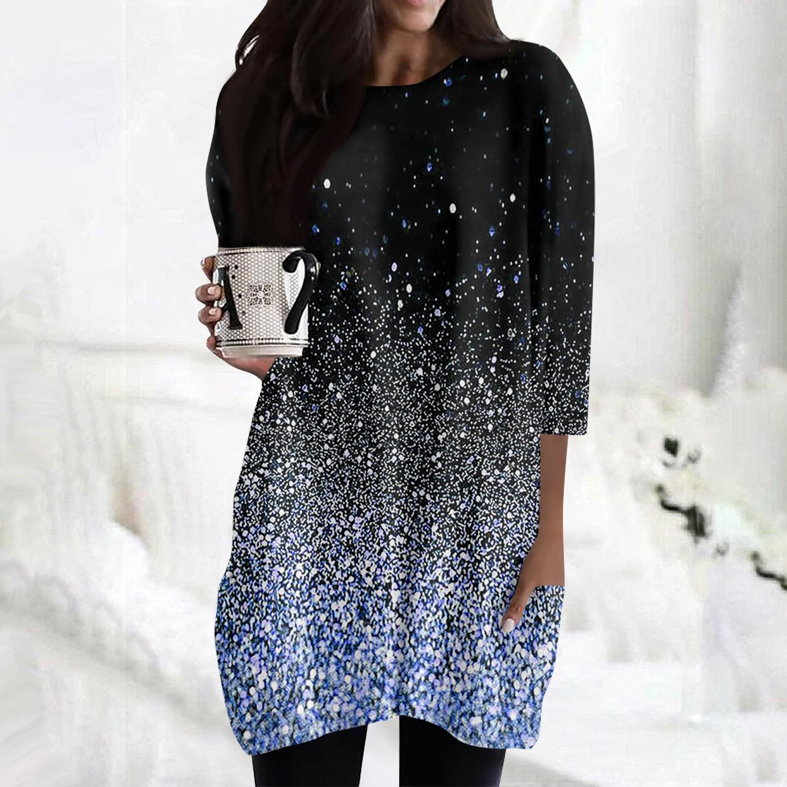 

Женские повседневные рубашки с рукавами 3/4, модные туники с принтом, топы с карманами S