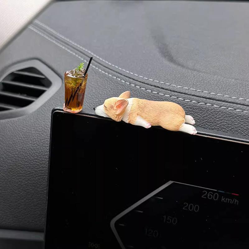 

1 набор украшений для стола в виде собаки, мини-корги, украшения для автомобиля, изделия из смолы, имитация торта для выпечки, кавайные аксессуары кофейный