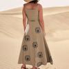 Women's Casual V Neck Dot Print Sleeveless Pocket Suspender Dress