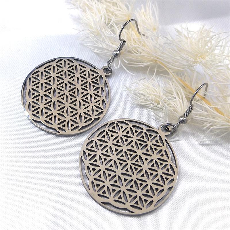 Flower of Life Stainless Steel Long Necklace for Women Men Gold Color Mandala Metatron Necklaces Jewelry Collares Para Mujer