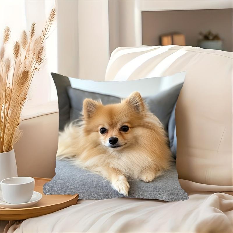 Pomeranian Print Sierkussenhoes 100% Polyester Kussensloop Ritssluiting Slaapkamer, Woonkamer Bank Kussenhoes