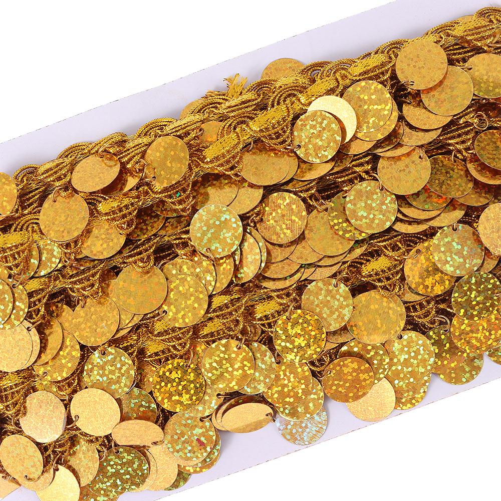 Polyester Tassel Trim Gold Sequin Fringe Trim Rhinestone Fringe Sewing Ribbon  DIY