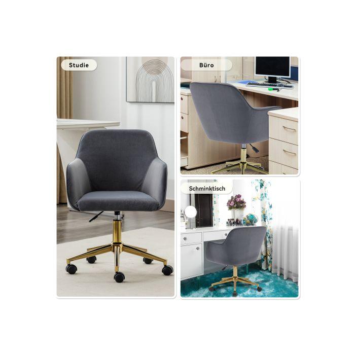Nouveau fauteuil pivotant en velours réglable en hauteur, adapté à une utilisation en intérieur dans un bureau, gris .