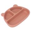 Toddler Soft Silicone Plate Home Dining Room Cute Cartoon Bear Shaped Baby Suction Plate for Snacks Fruit Orange Single Plate