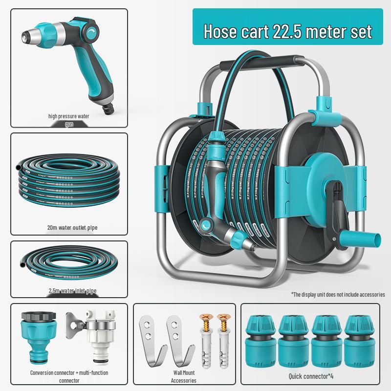 High-Pressure Car Wash Gun with Hose, Anti-Freeze Connector, Storage Rack, and Reel for Garden and Household Use