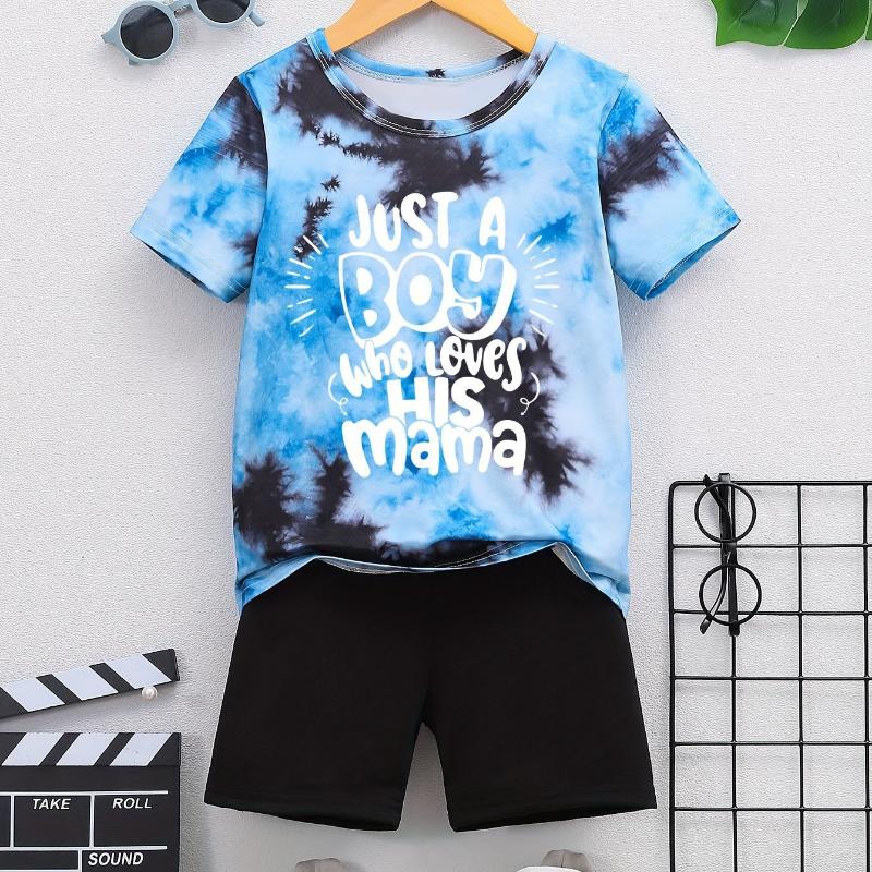 2024 Kids Clothes Suit for Boy Girl Short Sleeve Children's Sets Tie-Dye 3D Letter Print Kids Summer Clothes Children's Clothing