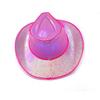 Colorful Neon Halloween Hats Pearlescent Western Cowboy Hat Funny LED Luminous Cowboy Hat  Disco
