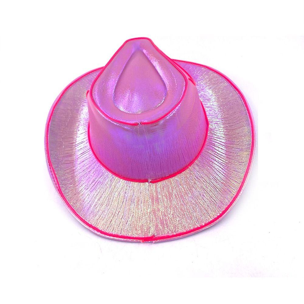 Colorful Neon Halloween Hats Pearlescent Western Cowboy Hat Funny LED Luminous Cowboy Hat  Disco