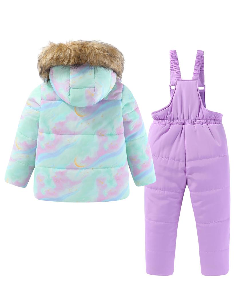 Hiheart Haine de Snowboard și Schi și Salopete și Perfect pentru Zăpadă Set Mărimea 130 pentru Copii, Haine Sport pentru Copii, Pantaloni de Exterior, Joacă, Verde/Mov,