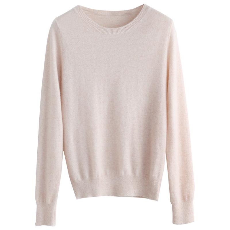Women's Long Sleeve Round Neck Knit Sweater - Autumn/Winter Pullover Base Layer
