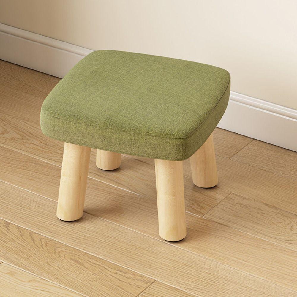 Non-Skid Solid Wood Small Foot Stool Soft Shoe Changing Chair Small Footstool Ottoman Office
