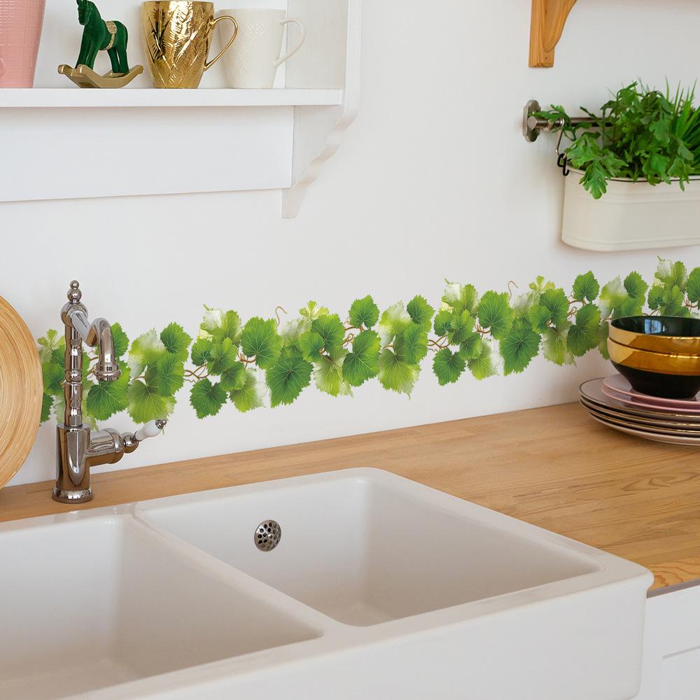 Frischer grüner Blattwein Restaurant Küchen Hintergrundwand Dekoration Wandaufkleber