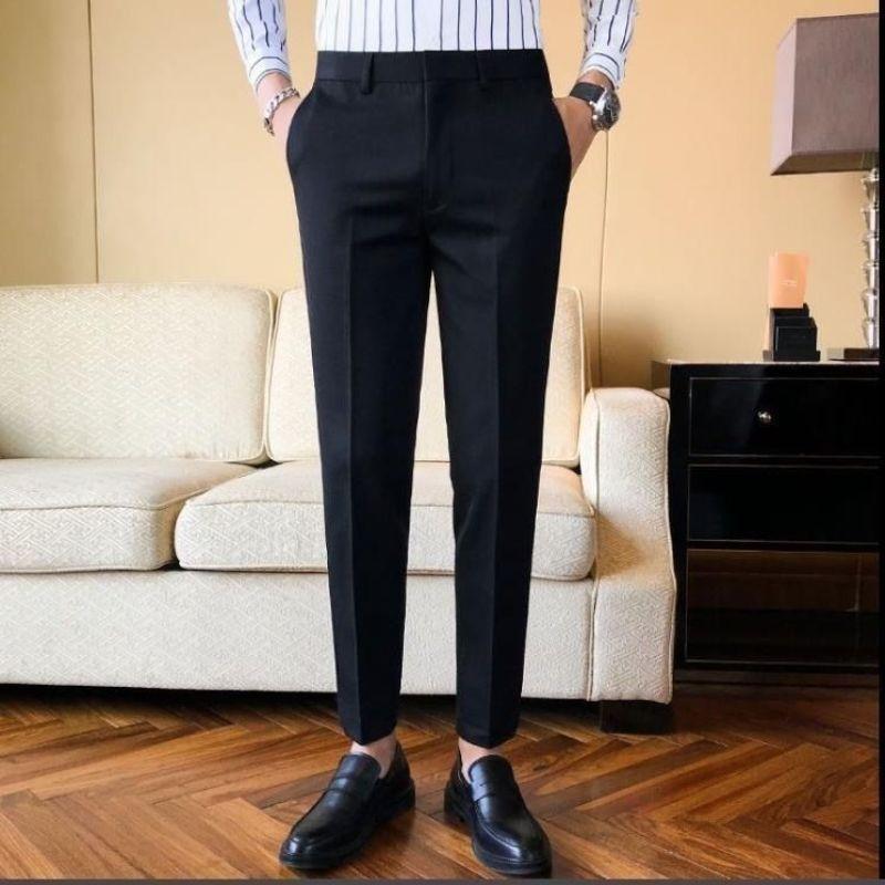 New Spring and Summer Korean Edition Casual Business Fashion Simple Solid Color Straight Slim Fit Thin Nine Point Suit Pant