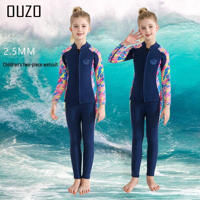 2.5mm Kids' Long Sleeve Two-Piece Diving & Surfing Wetsuit for Boys and Girls - Cold Protection & Jellyfish Shield