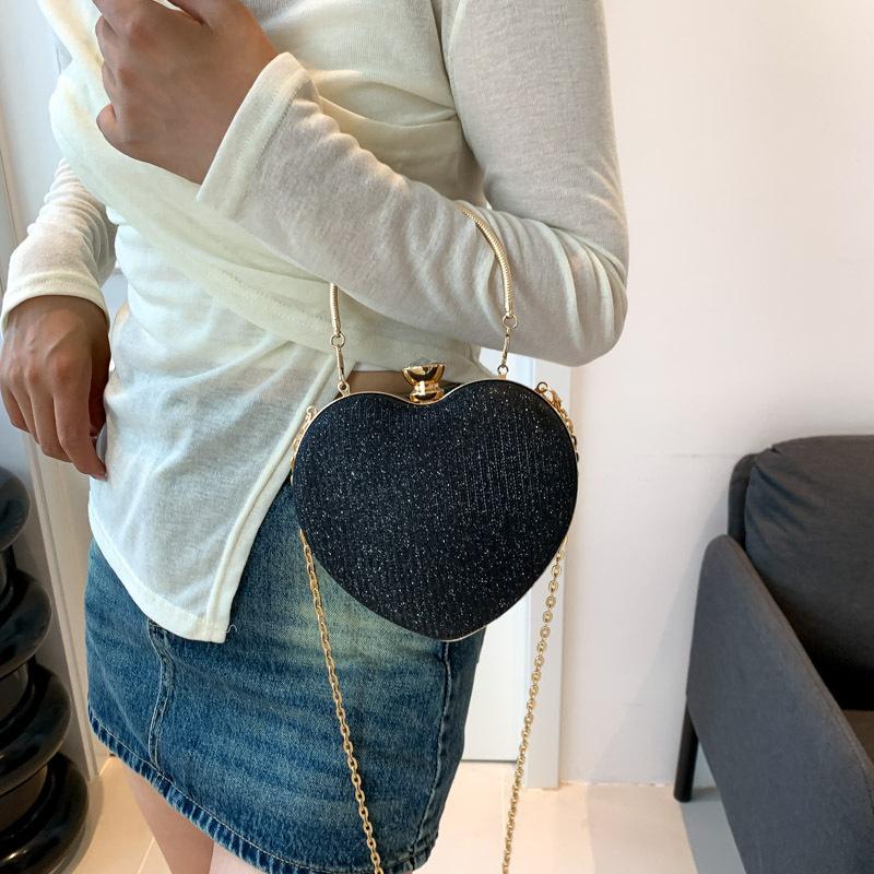 Women Heart Shaped Handbag Wedding Party Evening Bag Mini Clutch Chain Purse Cocktail Prom Evening Tote