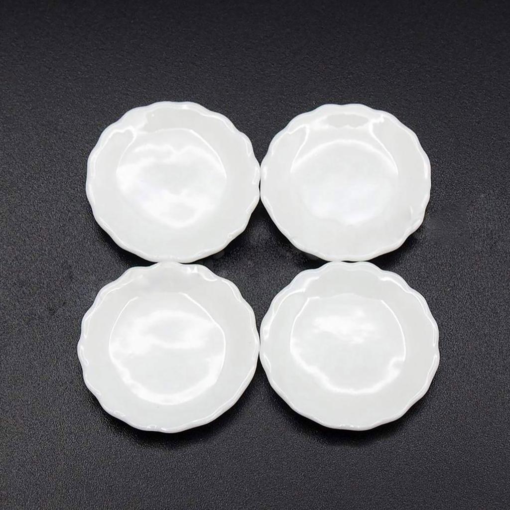 4Set Miniature Dollhouse Tableware Set for 1/12 Scale Dollhouse with Plates and Cutlery Set Dollhouse Decoration