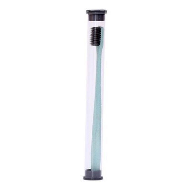1Pc Bamboo Charcoal Toothbrush Disposable Wide Head Soft Bristle Straw Toothbrush Travel Cylinder Installation