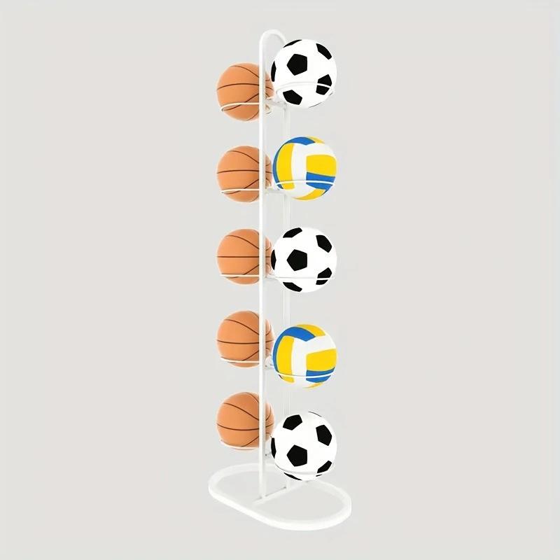 Foldable Metal Ball Storage Rack with Hooks for Basketball, Football and Sports Equipment